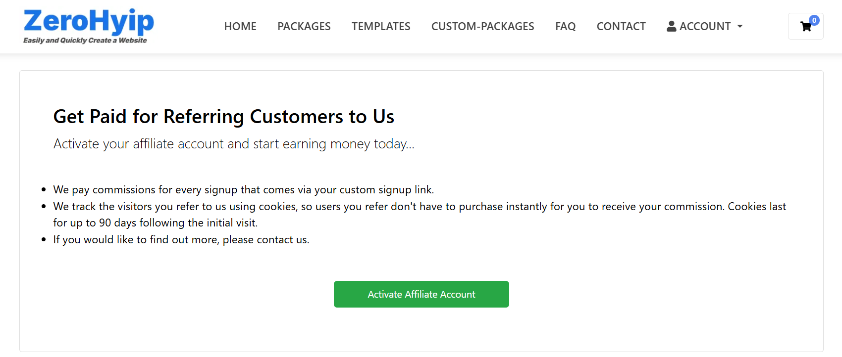 Activate Affiliate Screenshot