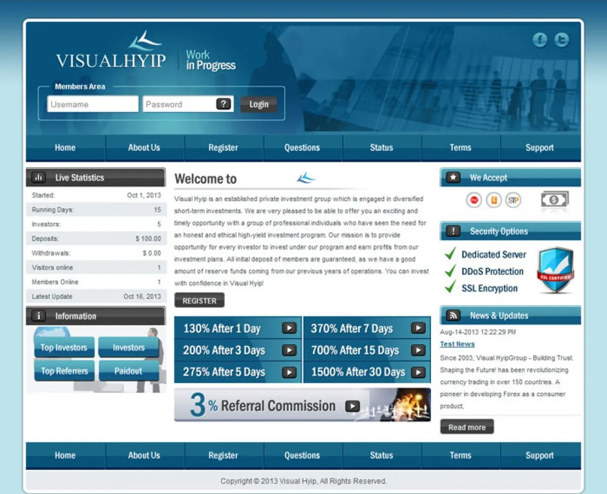 Investment Hyip Template ID - CHEAP23 demo Page 1