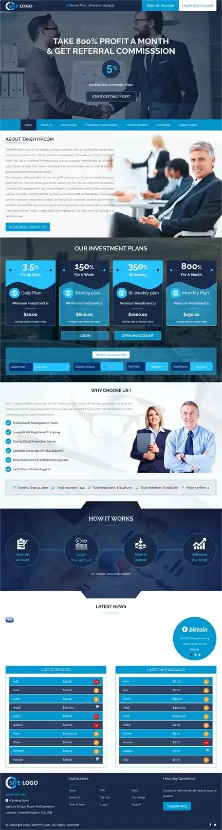 Investment Hyip Template ID - HYIP603 demo Page 1