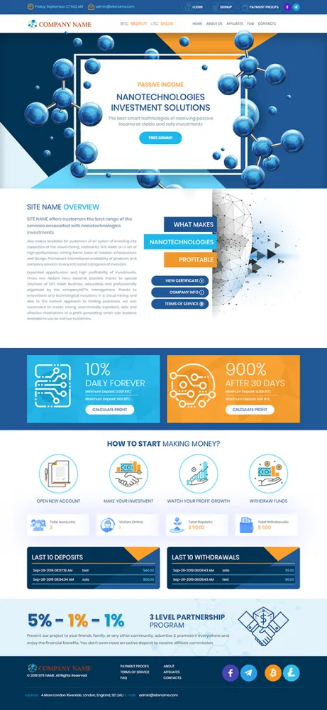 Investment Hyip Template ID - ZHRT112 Preview