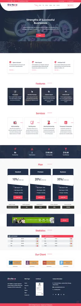 Investment Hyip Template ID - ZHRT116 Preview