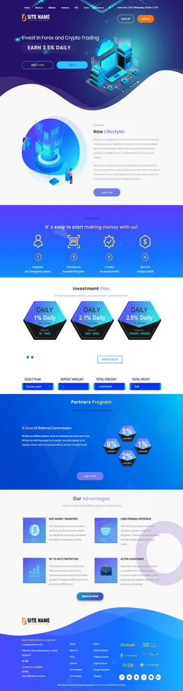 Investment Hyip Template ID - ZHRT118 Preview