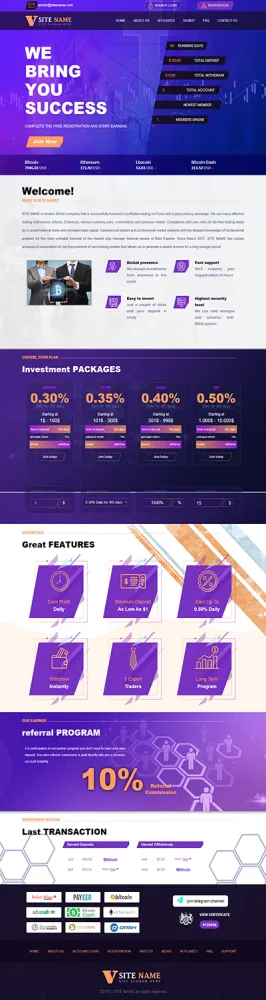 Investment Hyip Template ID - ZHRT122 Preview