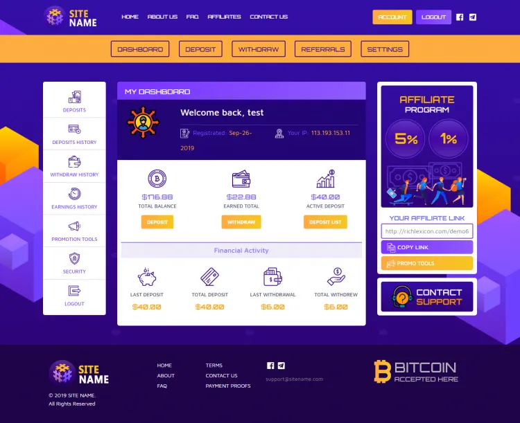 Investment Hyip Template ID - ZHRT126 demo Page 2