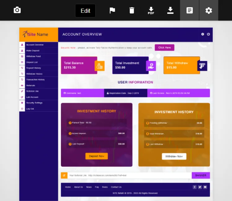 Investment Hyip Template ID - ZHRT130 demo Page 2