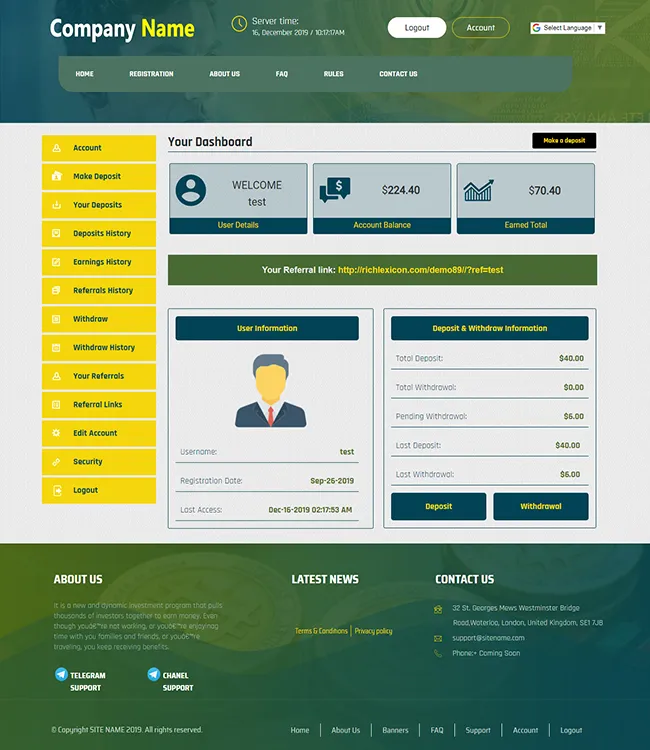 Investment Hyip Template ID - ZHRT134 demo Page 2