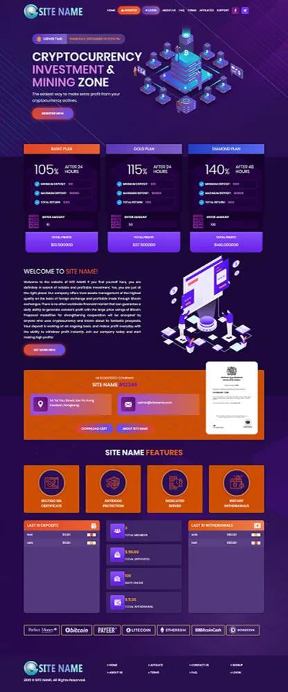 Investment Hyip Template ID - ZHRT136 Preview