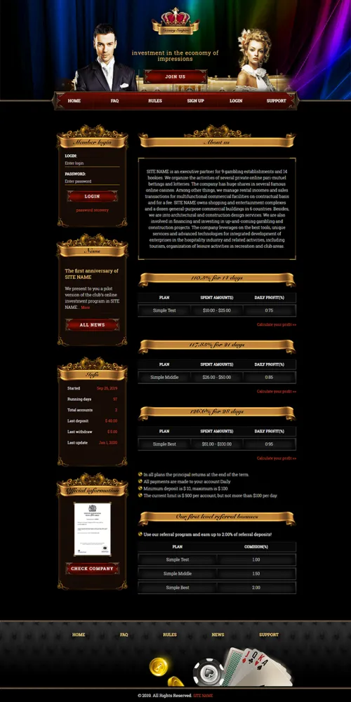 Investment Hyip Template ID - ZHRT140 Preview