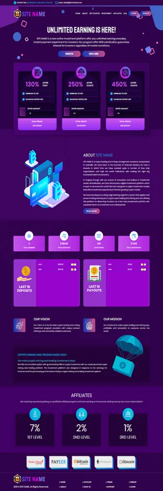 Investment Hyip Template ID - ZHRT143 Preview