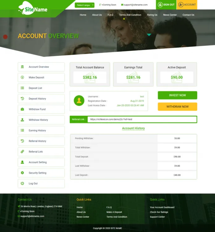Investment Hyip Template ID - ZHRT148 demo Page 2