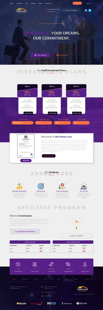 Investment Hyip Template ID - ZHRT15 Preview
