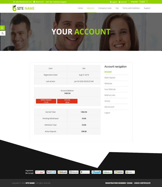 Investment Hyip Template ID - ZHRT150 demo Page 2