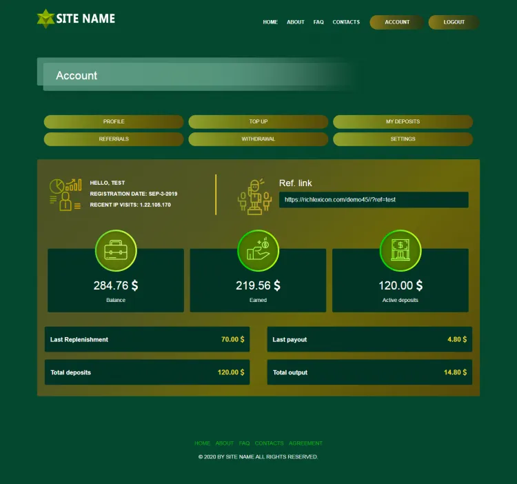 Investment Hyip Template ID - ZHRT152 demo Page 2