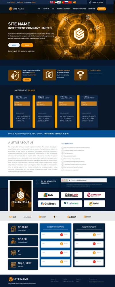 Investment Hyip Template ID - ZHRT153 Preview