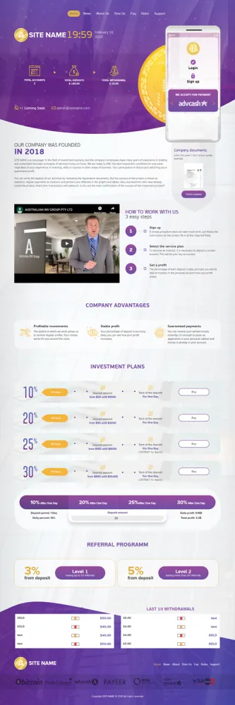 Investment Hyip Template ID - ZHRT155 demo Page 1