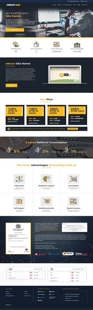 Investment Hyip Template ID - ZHRT16 Preview