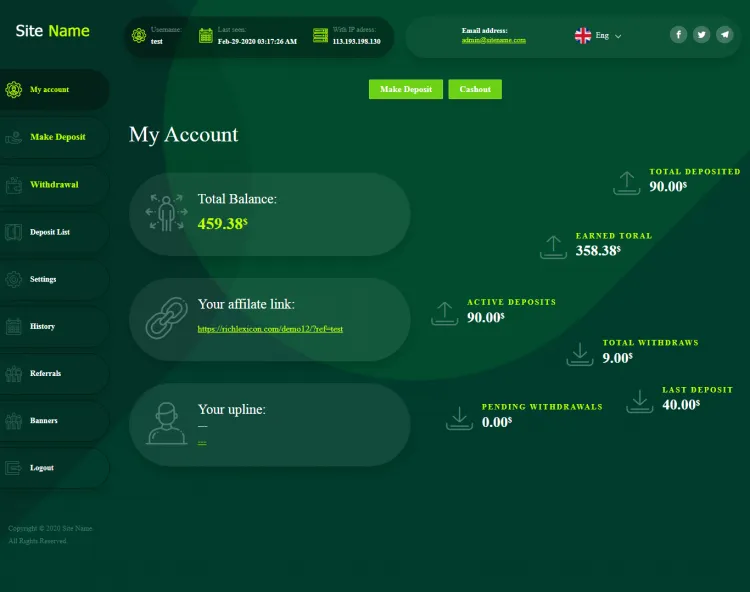 Investment Hyip Template ID - ZHRT160 demo Page 2