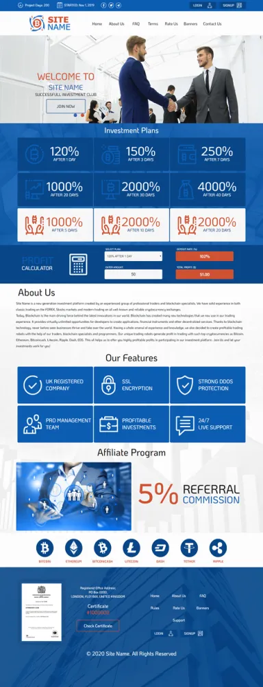 Investment Hyip Template ID - ZHRT162 Preview