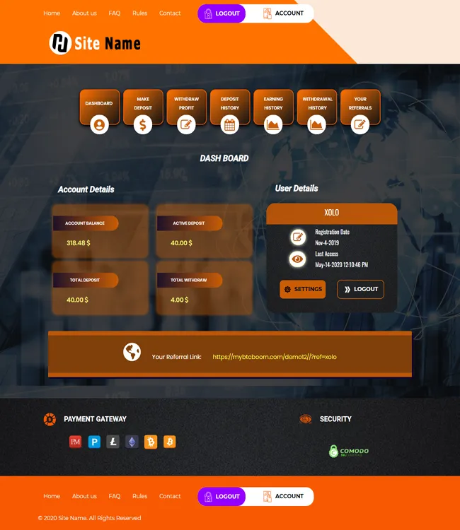 Investment Hyip Template ID - ZHRT163 demo Page 2