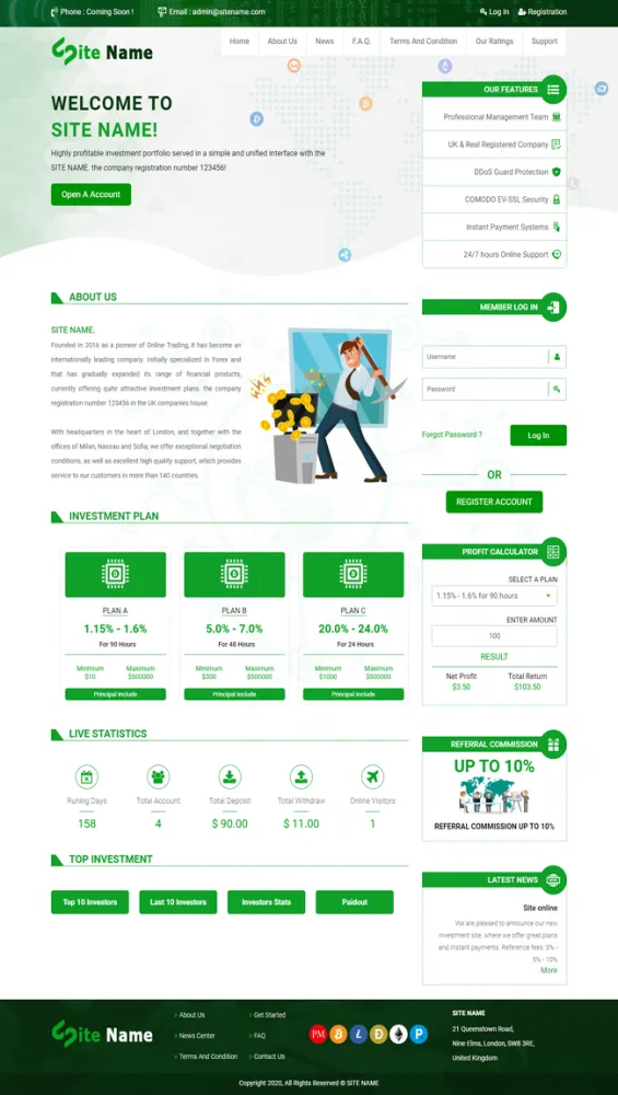 Investment Hyip Template ID - ZHRT164 Preview
