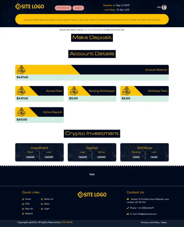 Investment Hyip Template ID - ZHRT170 demo Page 2