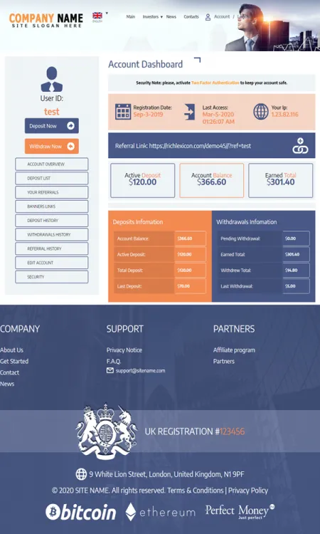 Investment Hyip Template ID - ZHRT171 demo Page 2