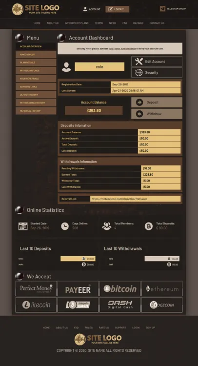 Investment Hyip Template ID - ZHRT172 demo Page 2