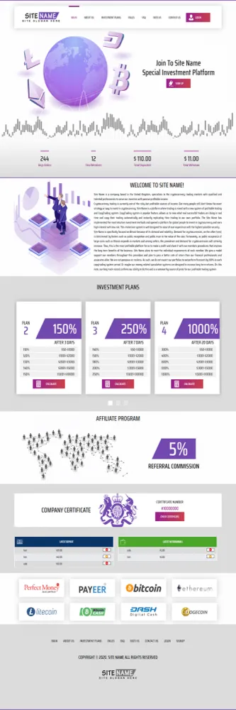 Investment Hyip Template ID - ZHRT179 Preview