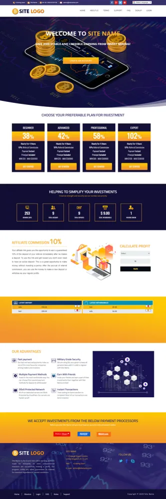 Investment Hyip Template ID - ZHRT184 Preview