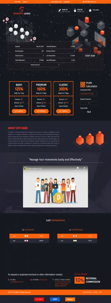 Investment Hyip Template ID - ZHRT188 Preview
