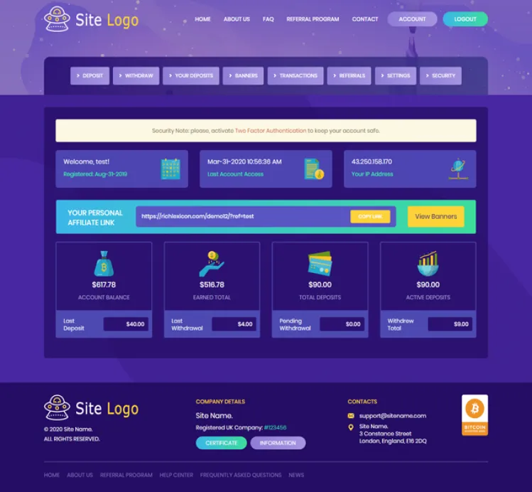 Investment Hyip Template ID - ZHRT190 demo Page 2