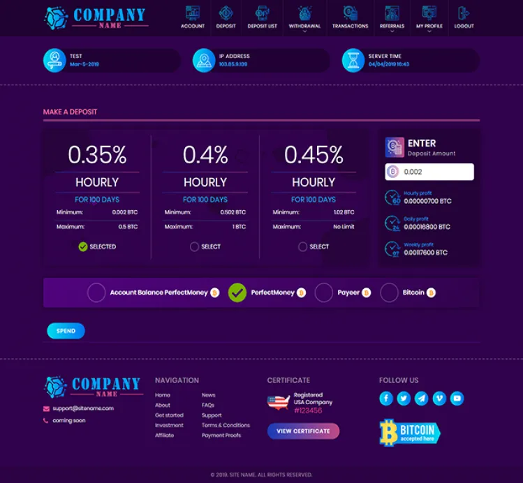 Investment Hyip Template ID - ZHRT20 demo Page 3