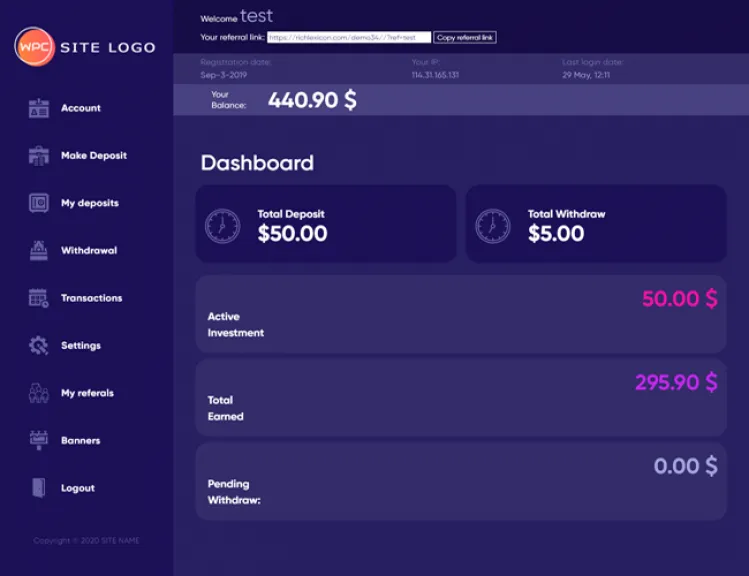Investment Hyip Template ID - ZHRT200 demo Page 2