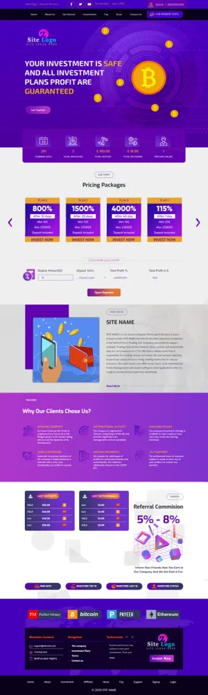Investment Hyip Template ID - ZHRT208 demo Page 1