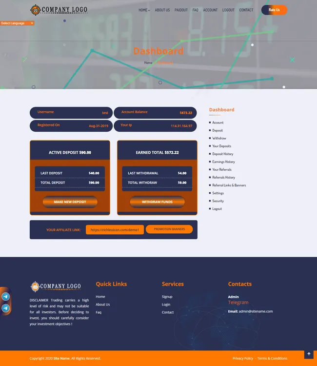 Investment Hyip Template ID - ZHRT214 demo Page 2