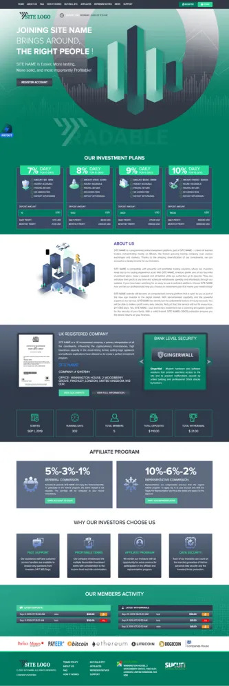Investment Hyip Template ID - ZHRT222 Preview