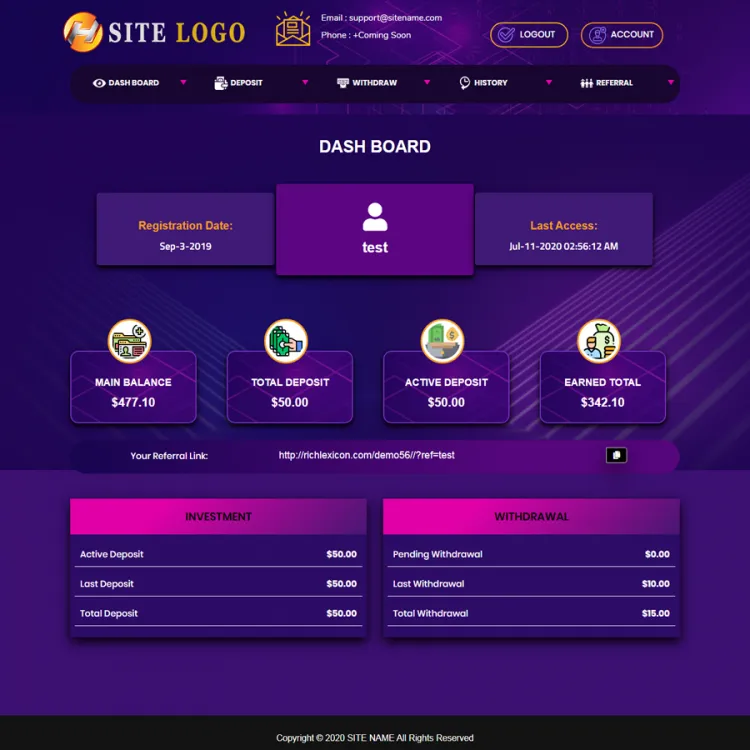 Investment Hyip Template ID - ZHRT229 demo Page 2
