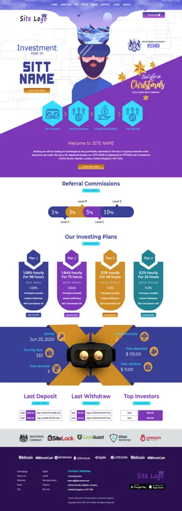 Investment Hyip Template ID - ZHRT237 Preview
