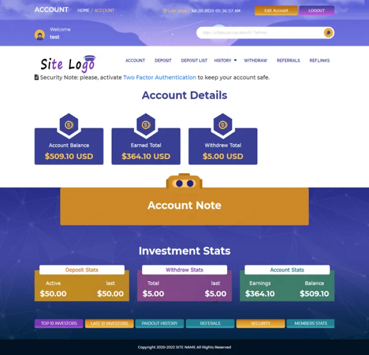 Investment Hyip Template ID - ZHRT237 demo Page 2