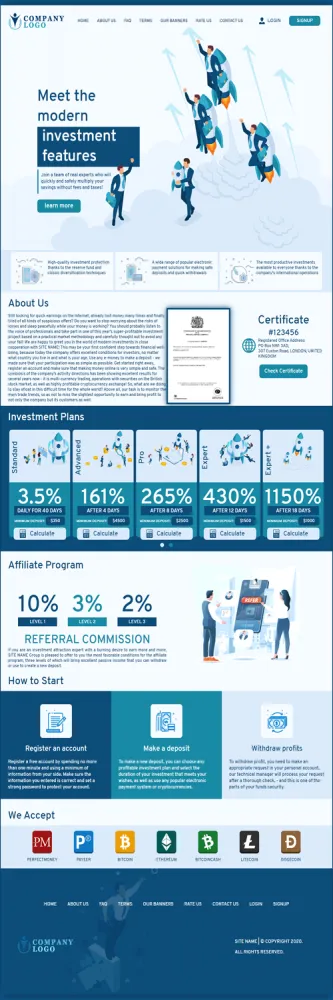 Investment Hyip Template ID - ZHRT244 Preview