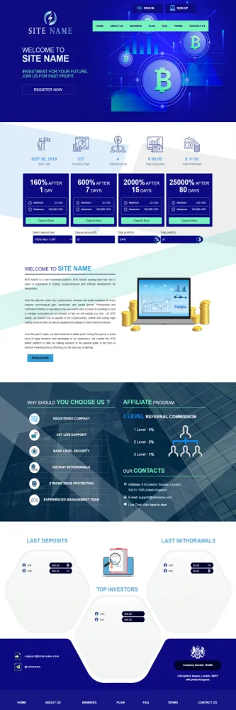 Investment Hyip Template ID - ZHRT247 Preview