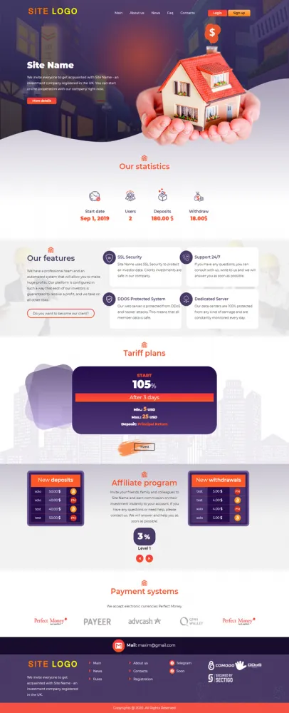 Investment Hyip Template ID - ZHRT255 Preview