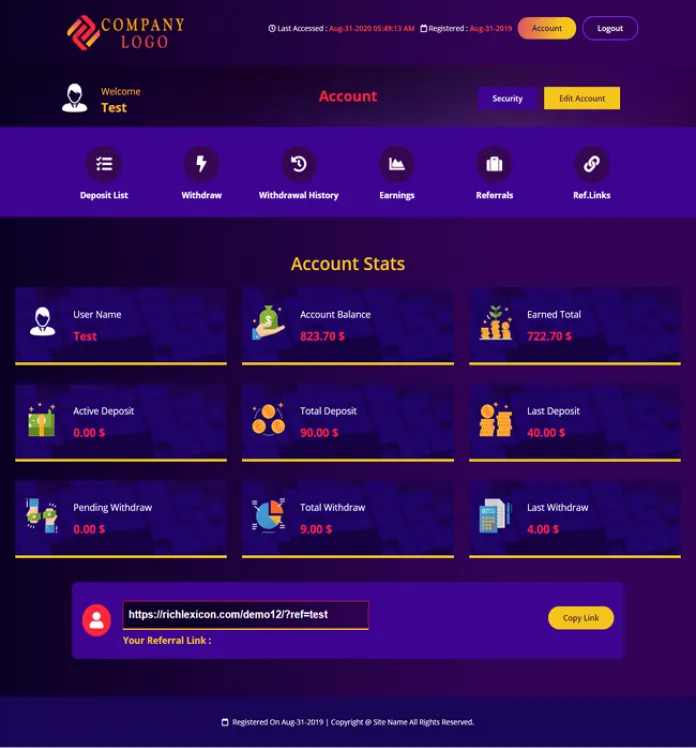Investment Hyip Template ID - ZHRT257 demo Page 2