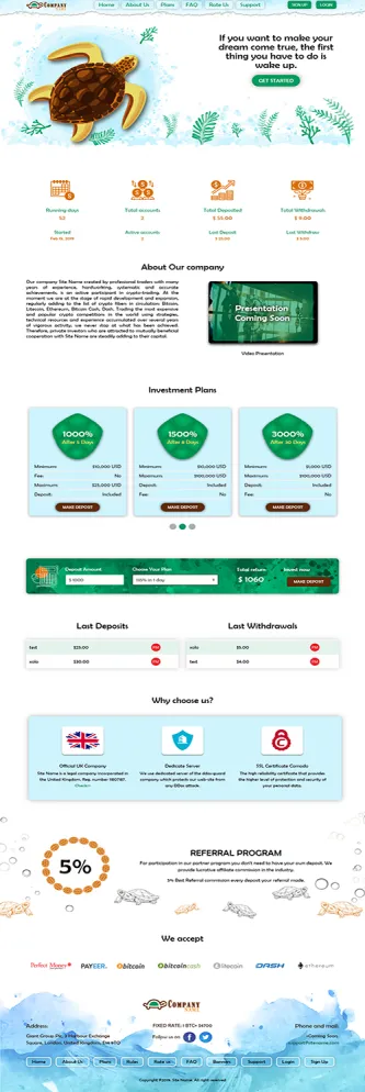 Investment Hyip Template ID - ZHRT26 Preview