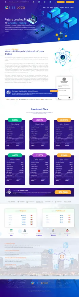 Investment Hyip Template ID - ZHRT260 Preview
