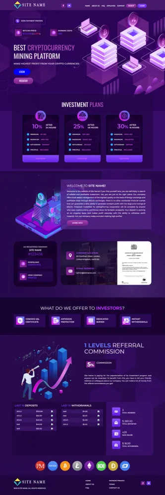 Investment Hyip Template ID - ZHRT262 Preview