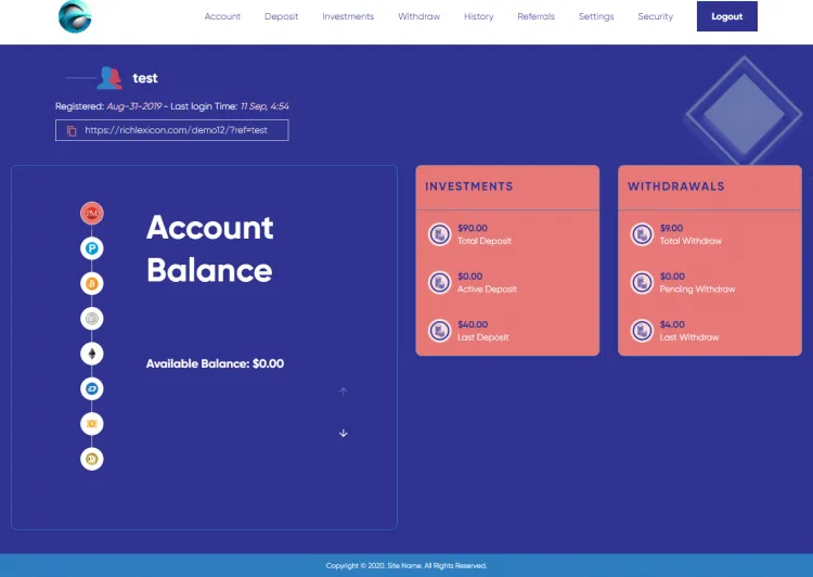 Investment Hyip Template ID - ZHRT263 demo Page 2