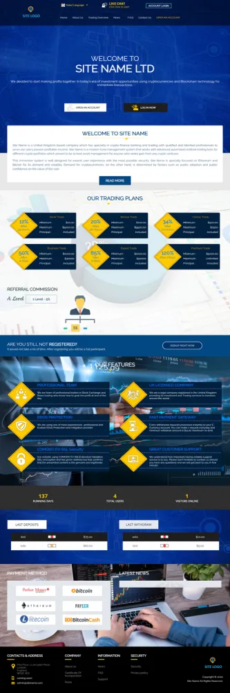 Investment Hyip Template ID - ZHRT270 Preview