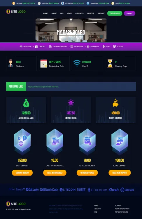 Investment Hyip Template ID - ZHRT274 demo Page 2