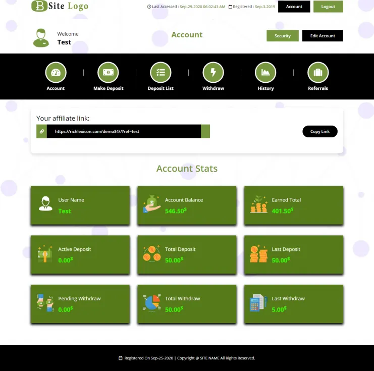 Investment Hyip Template ID - ZHRT277 demo Page 2